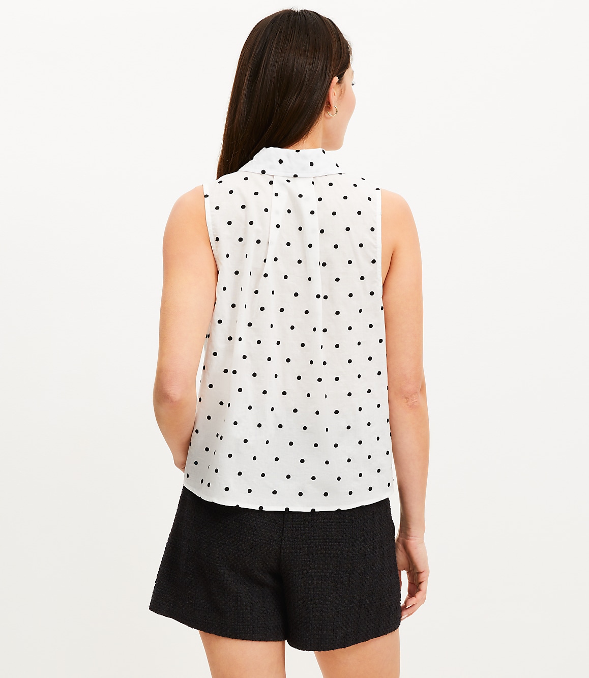 Dotted Pleated Sleeveless Shirt