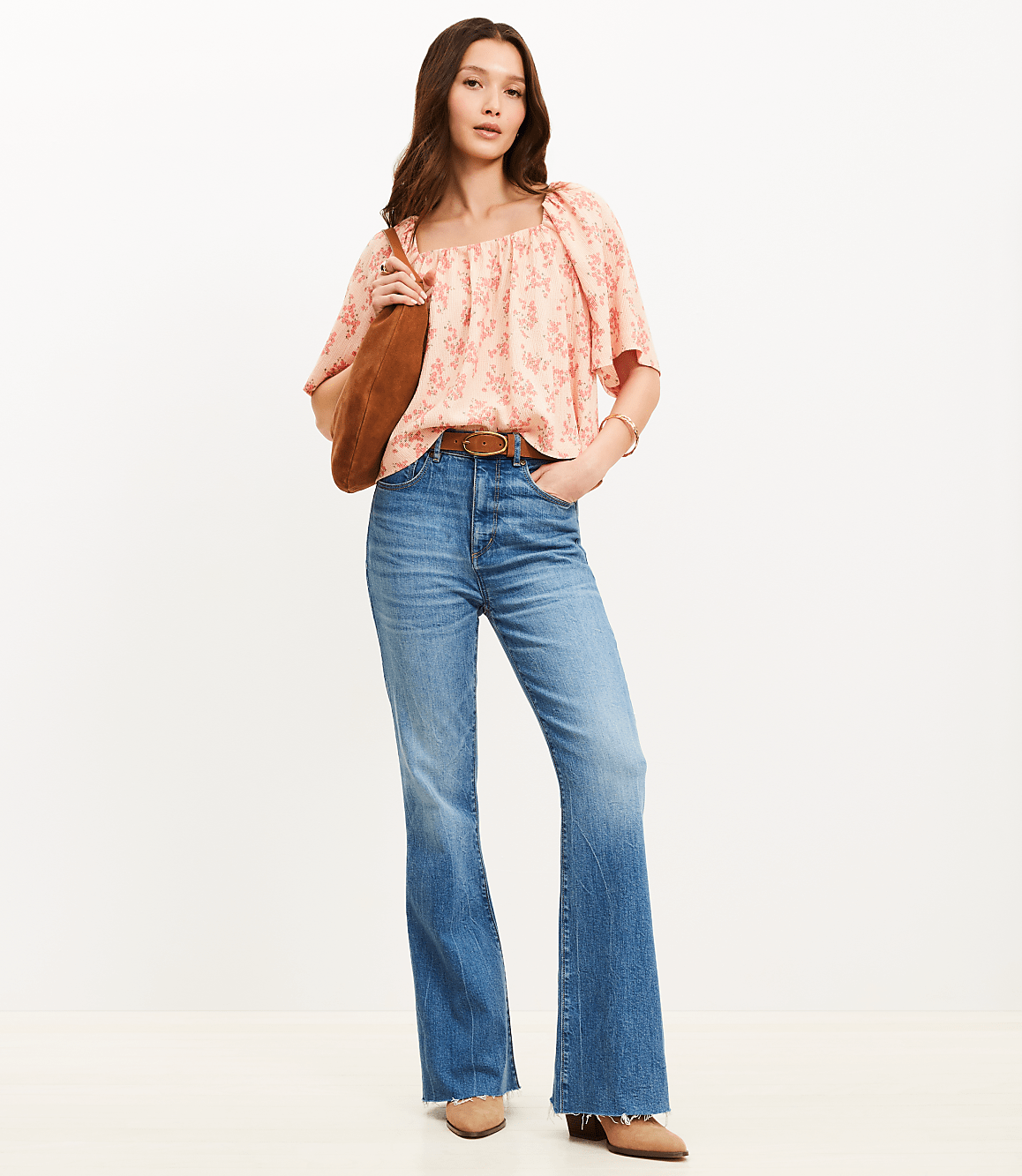 Floral Flutter Square Neck Top