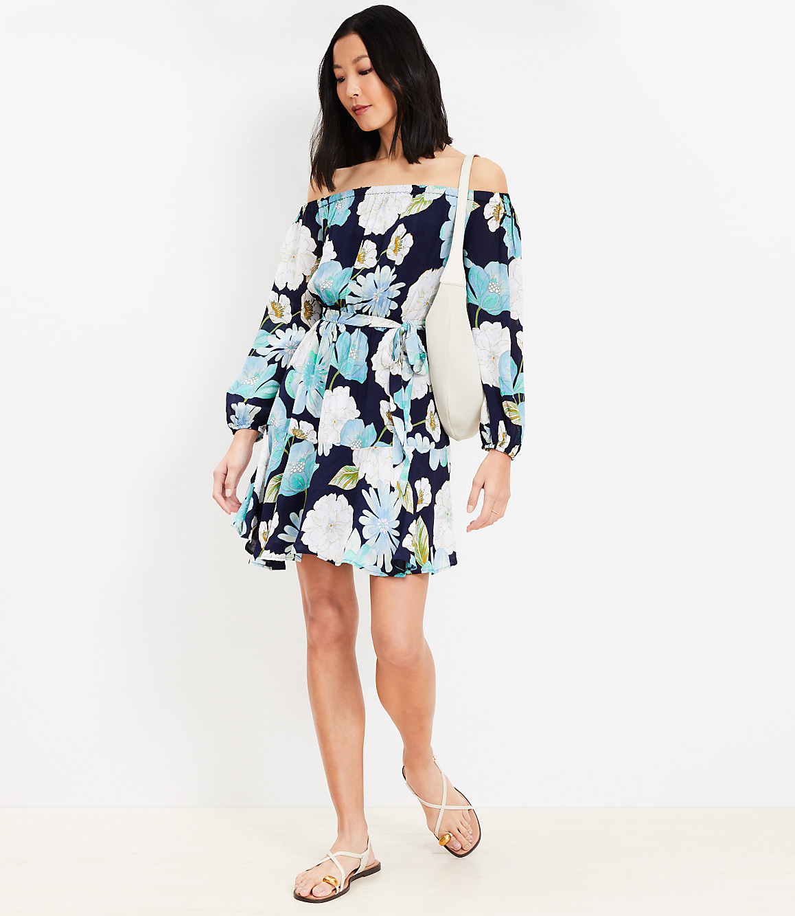 Floral Off The Shoulder Mini Flounce Dress