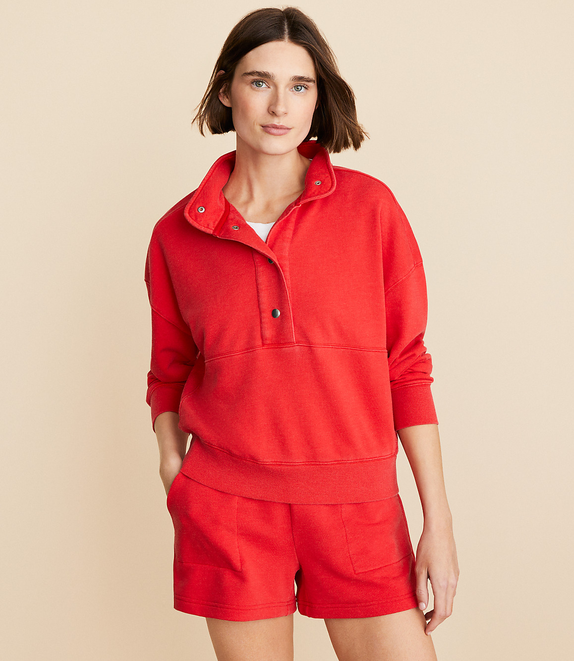 Lou & Grey Snap Washed Cozy Cotton Sweatshirt