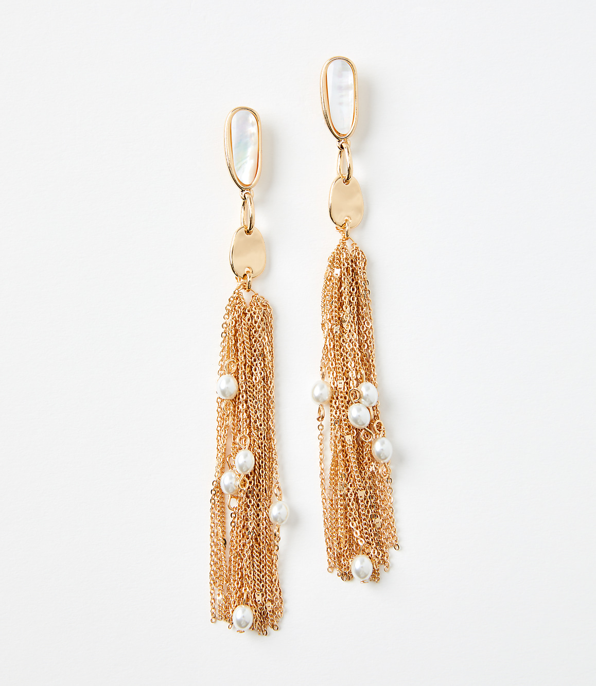 Pearlized Chain Drop Earrings