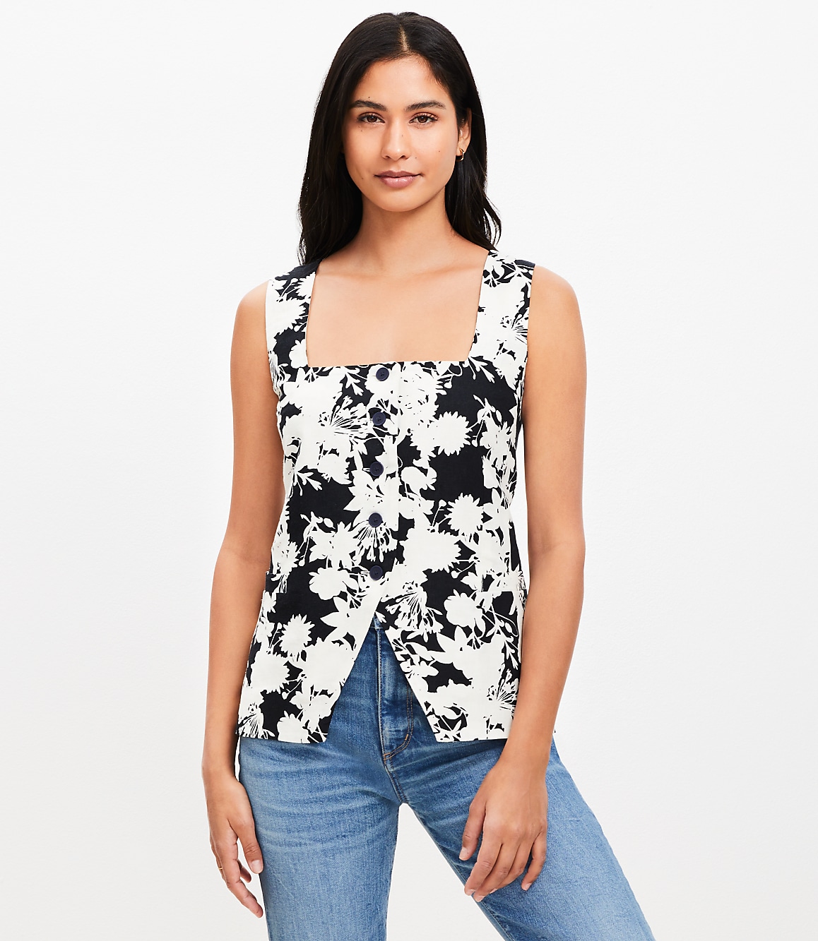 Garden Linen Blend Square Neck Vest Top