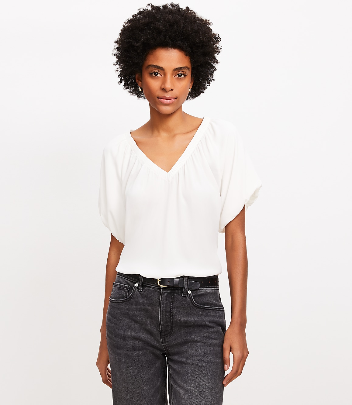 V-Neck Mixed Media Top