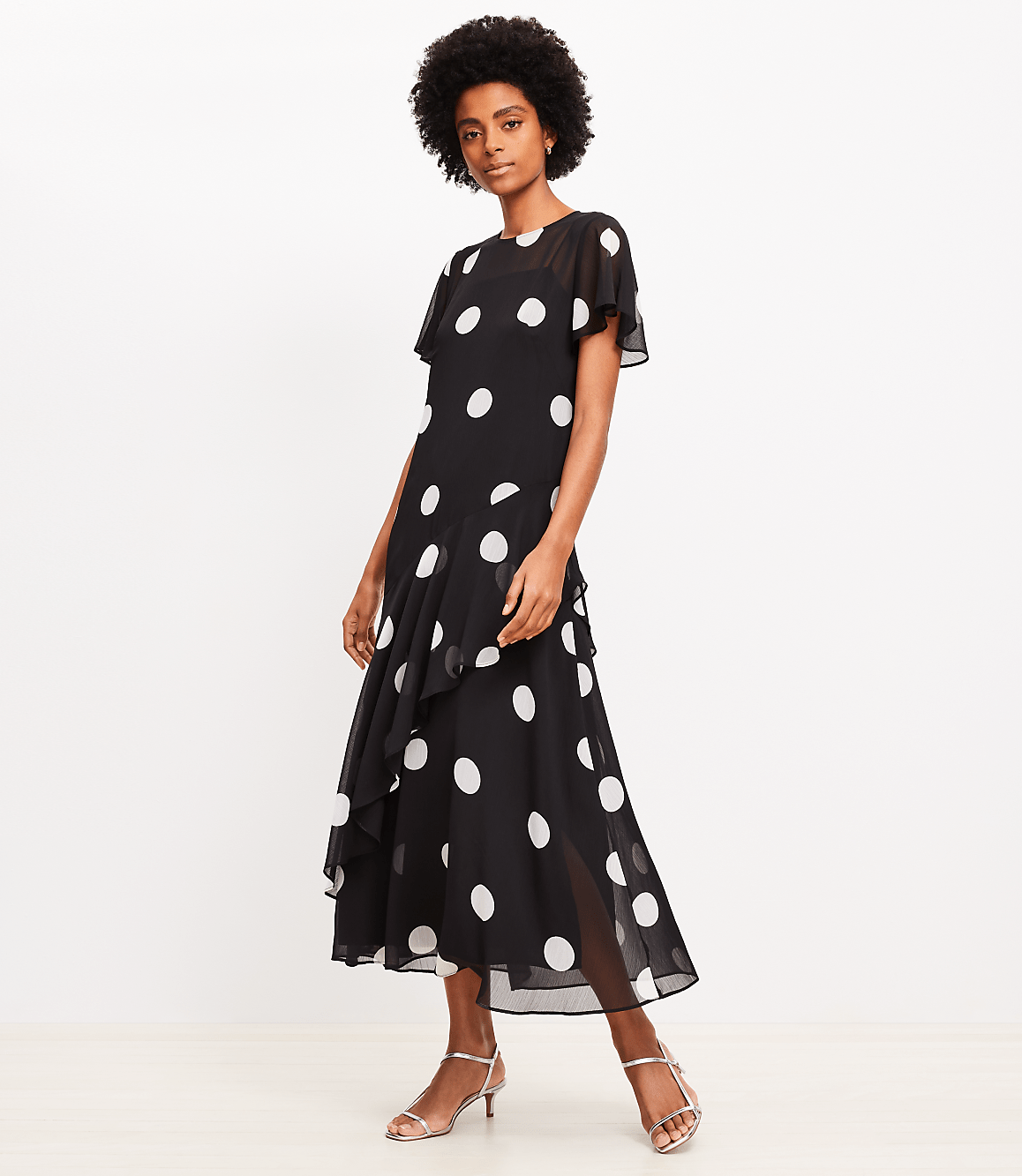 Dotted Flounce Maxi Dress