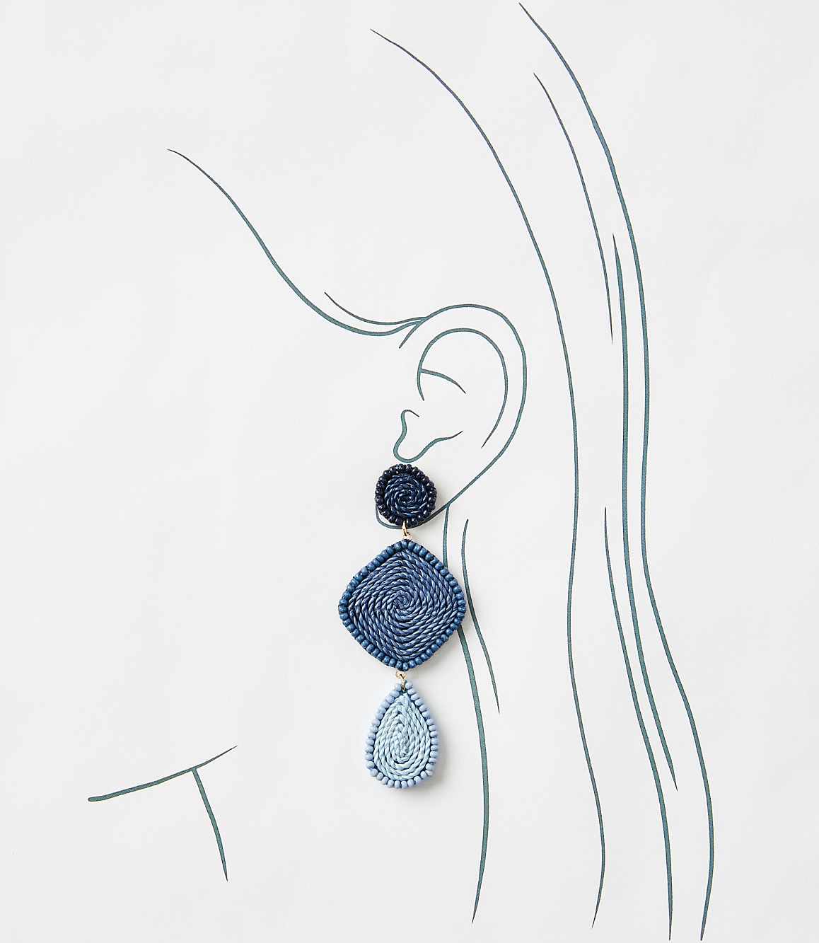 Linear Fabric Wrapped Statement Earrings
