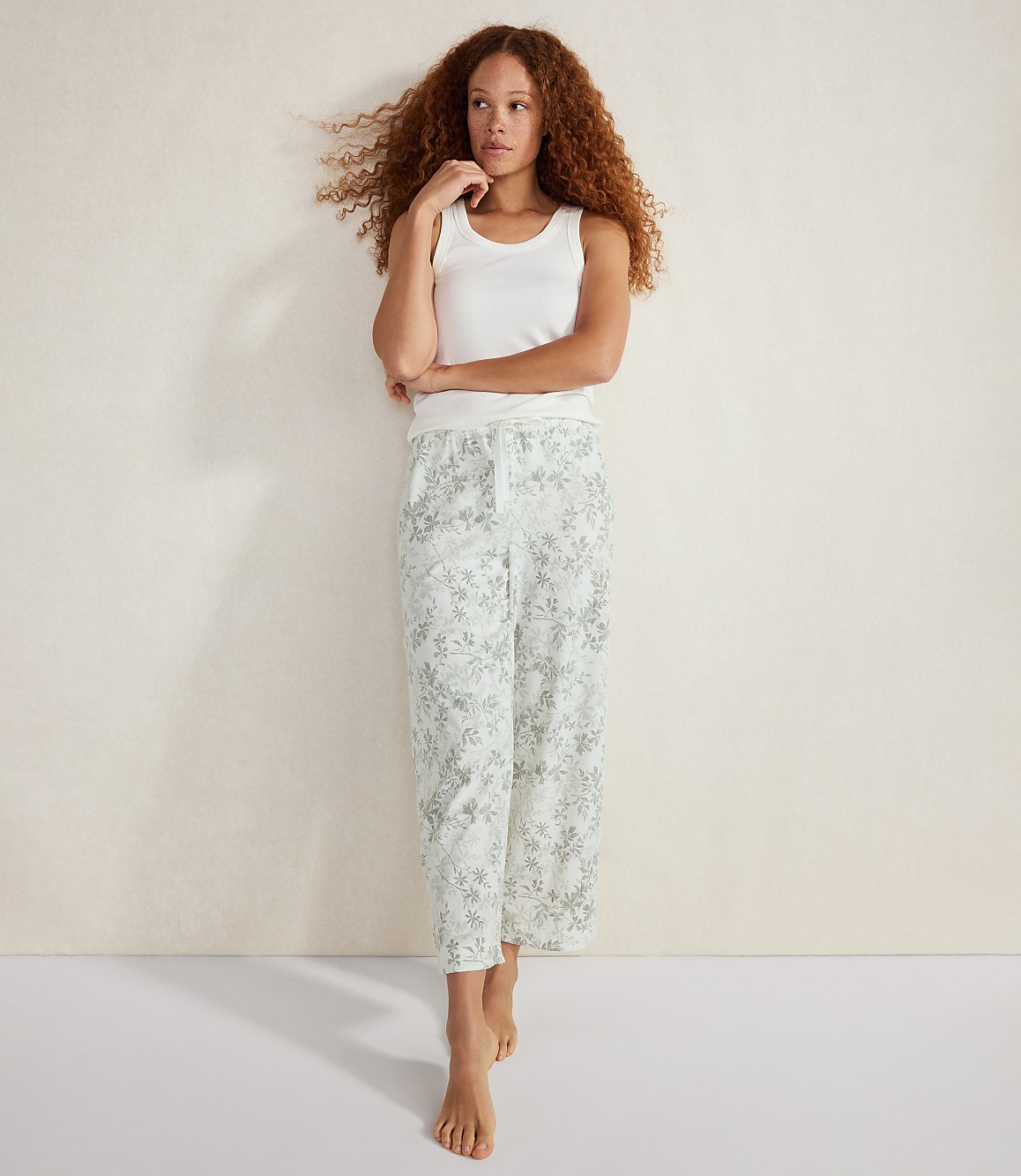 Haven Well Within Organic Cotton Jersey Botanical Green Curved Hem Pants