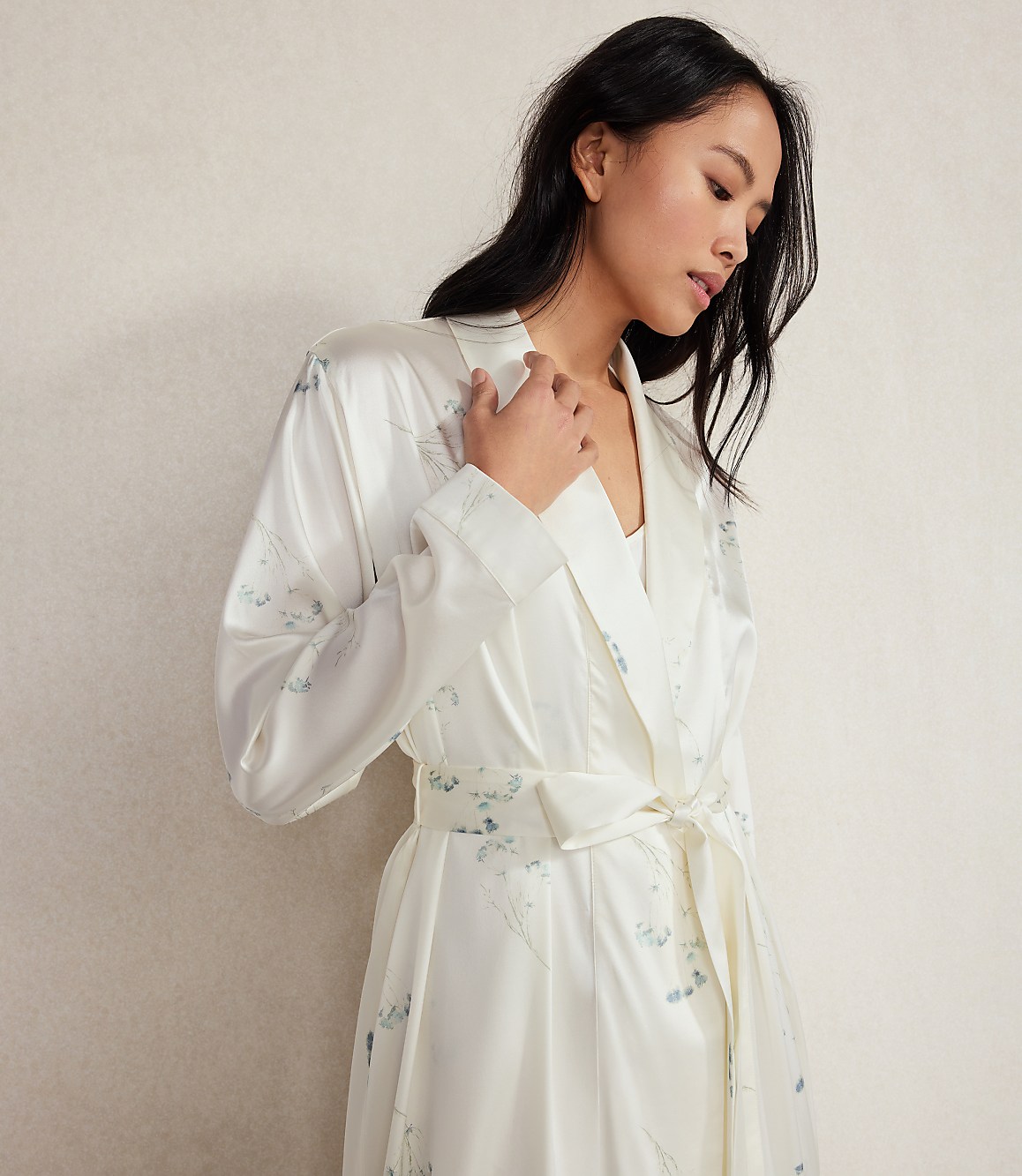 Haven Well Within Washable Silk Delicate Floral Robe