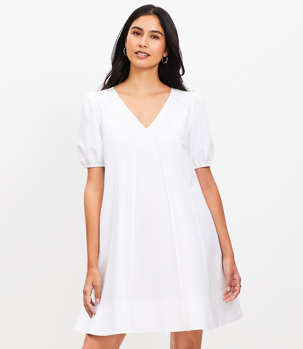 Petite Seamed Linen Cotton Mini Dress