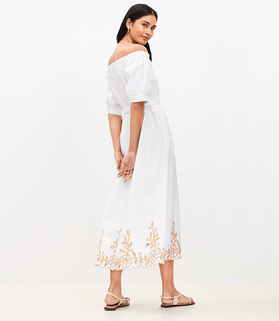 Off The Shoulder Midi Pocket Shirtdress