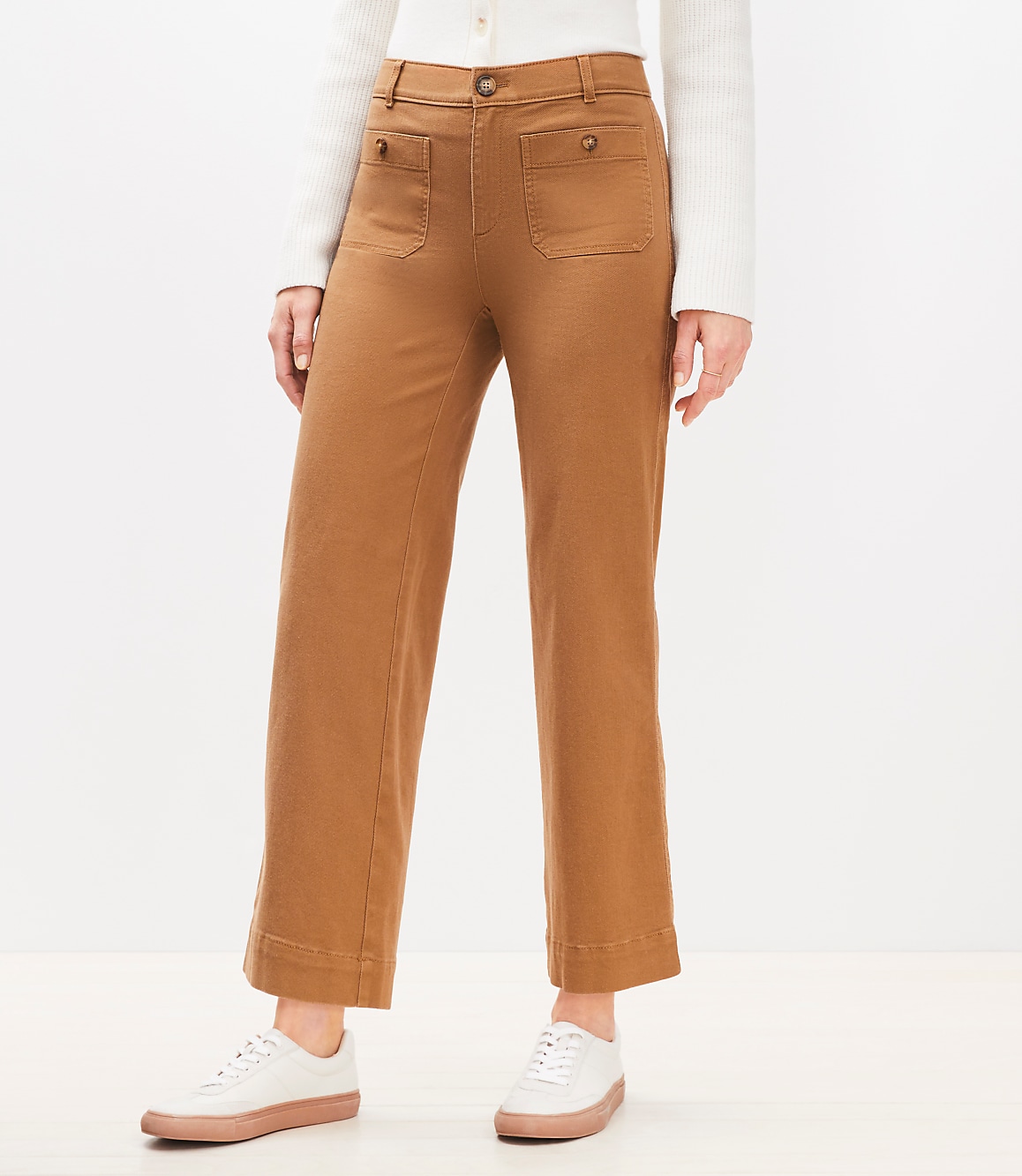Petite Palmer Wide Leg Crop Pants in Twill