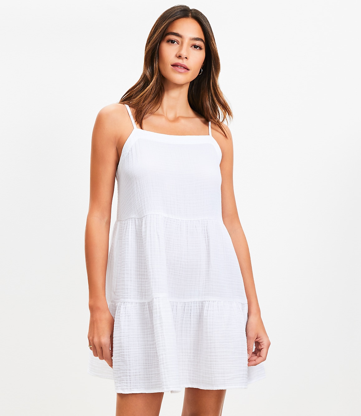 Petite LOFT Beach Triple Cloth Tiered Mini Dress