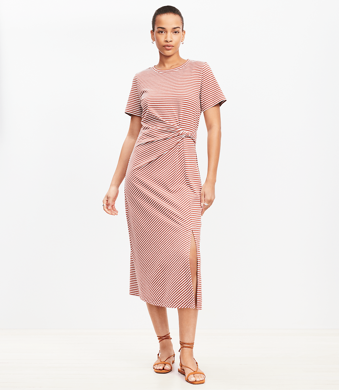 Striped Twist Midi Dress