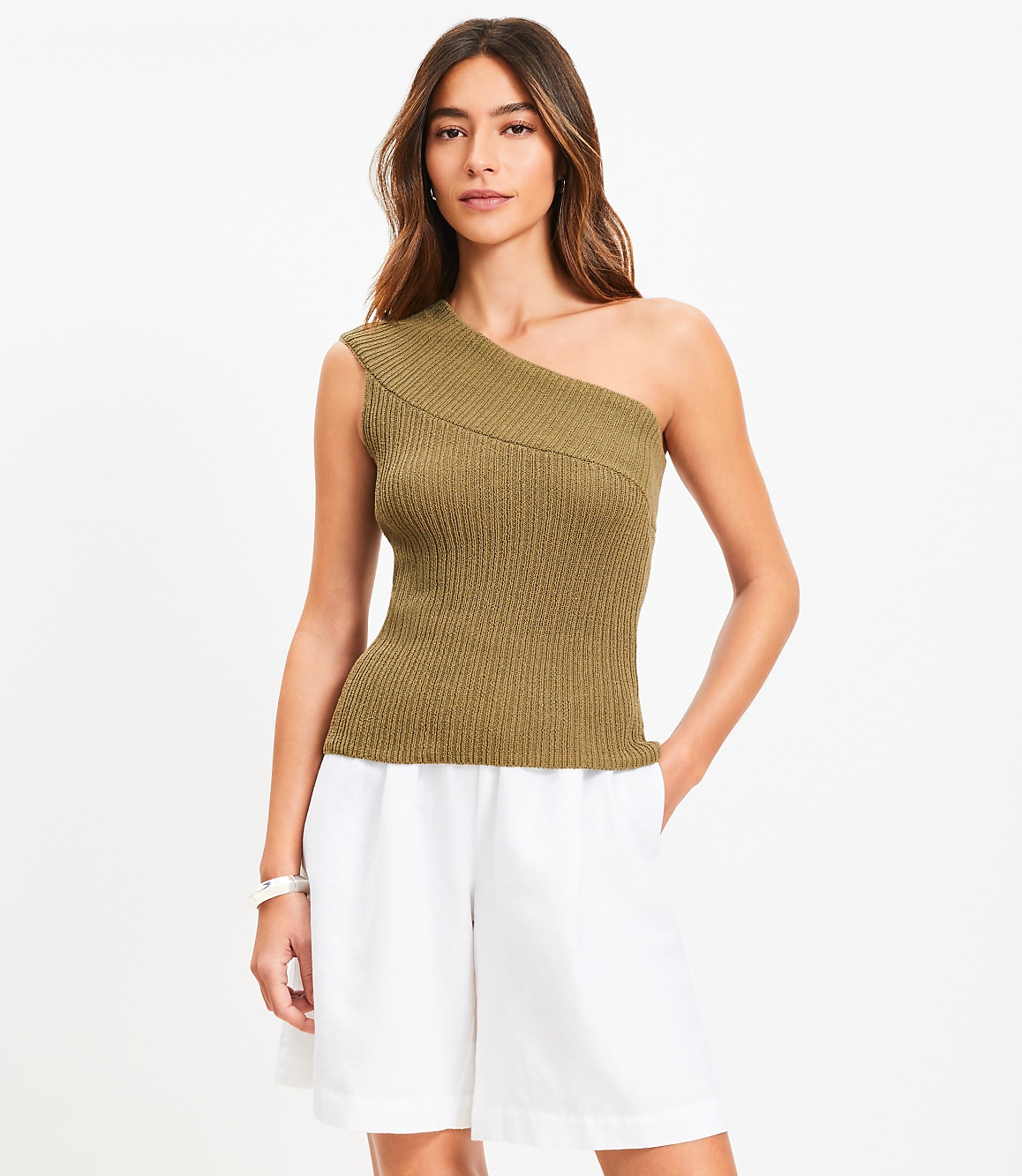Ribbed One Shoulder Sweater