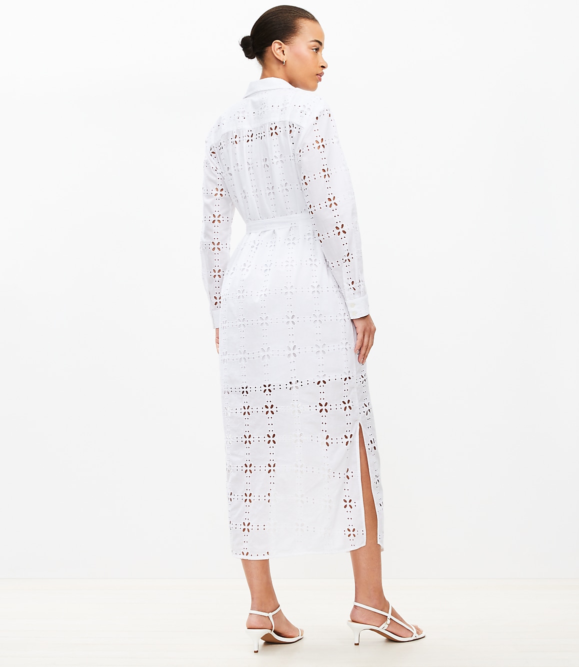 Square Eyelet Midi Shirtdress