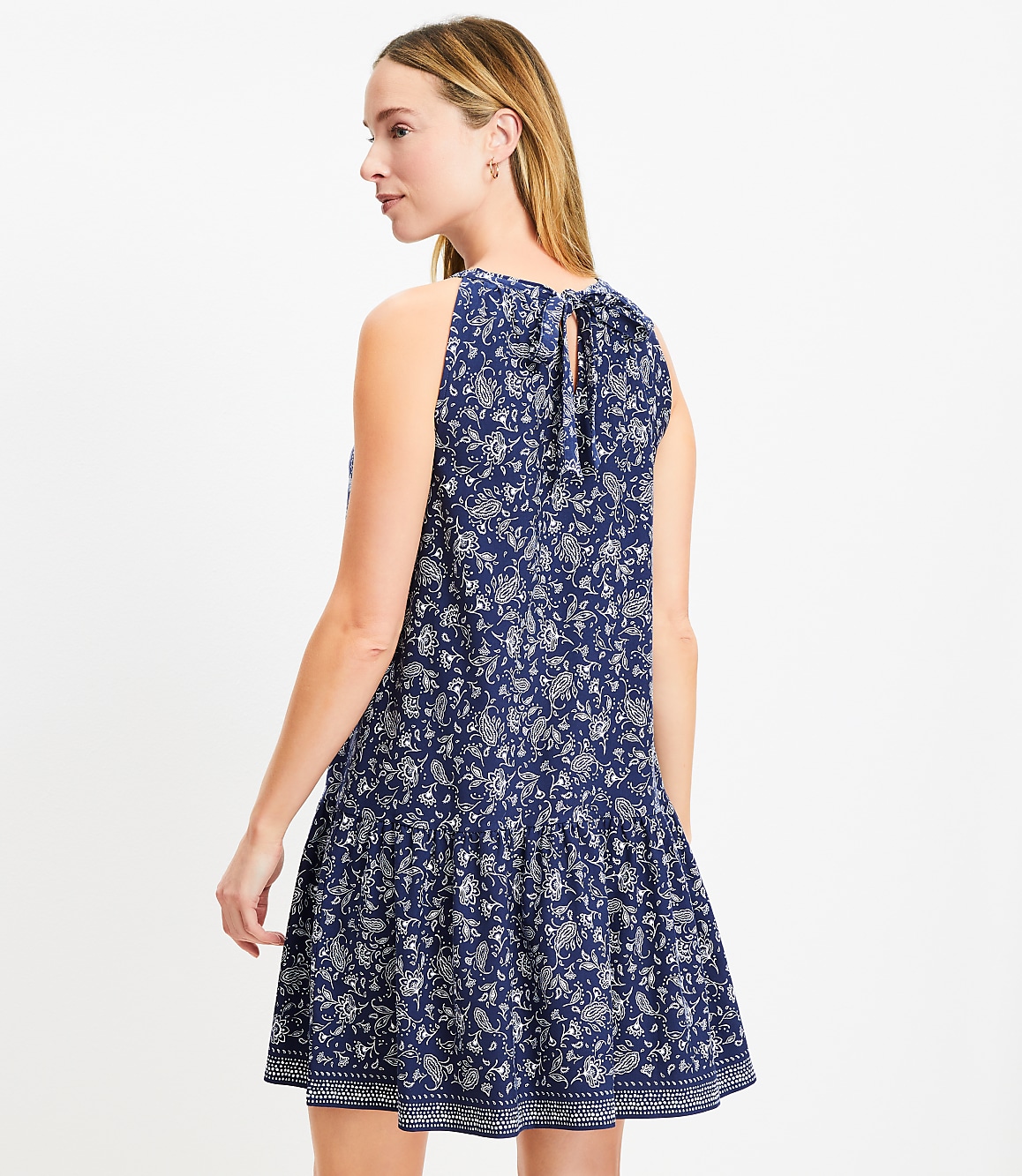 Petite Bandana Flounce Mini Halter Dress