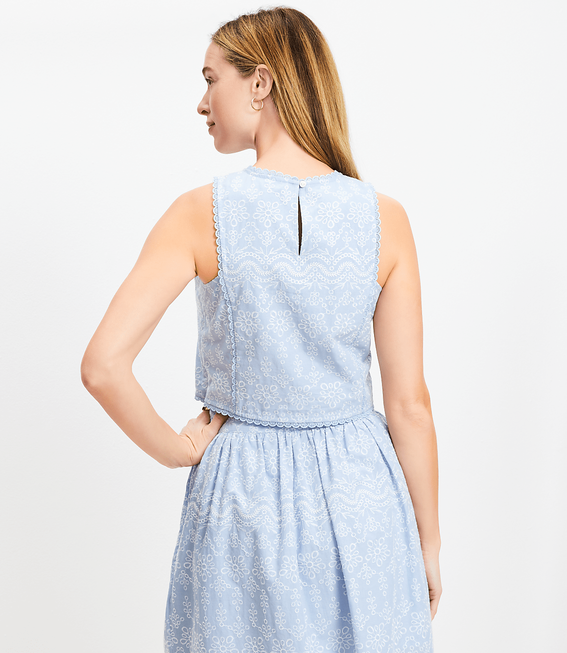 Petite Floral Embroidered Shell