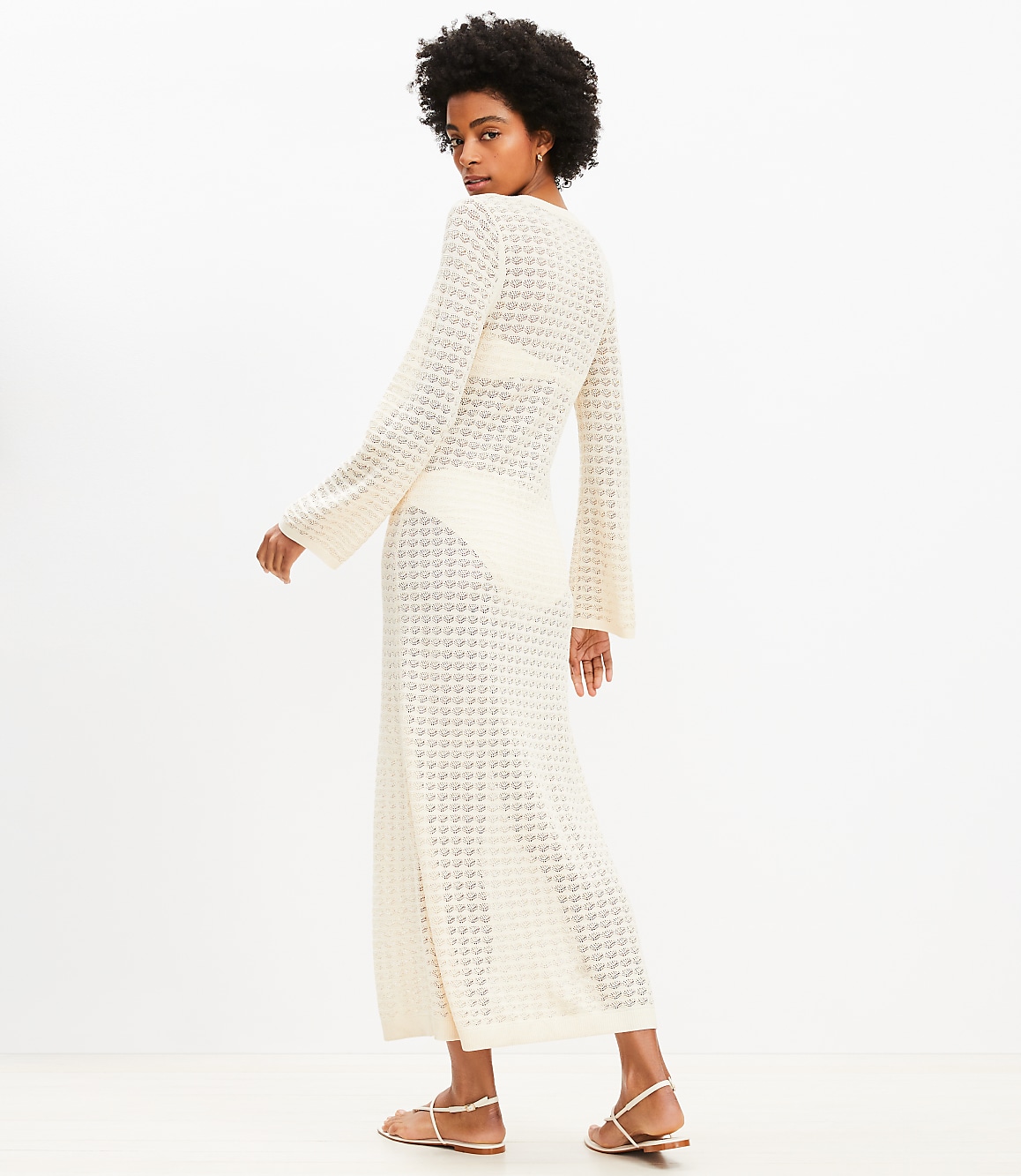LOFT Beach Pointelle Tie Neck Maxi Swimsuit Coverup