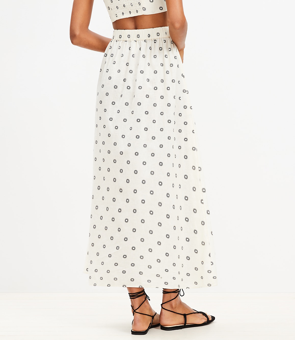 LOFT Beach Dotted Linen Cotton Maxi Wrap Skirt