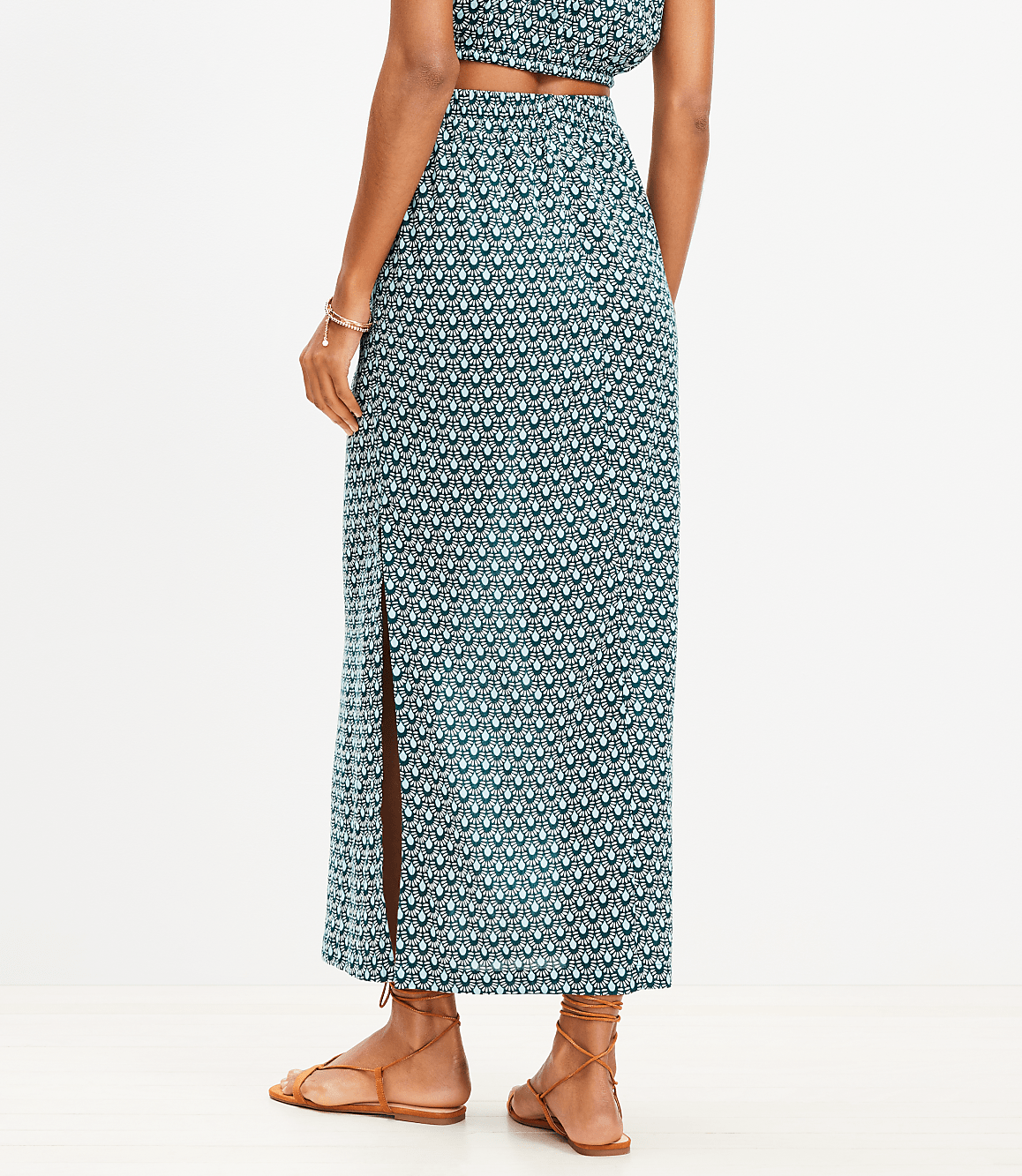 LOFT Beach Mosaic Crinkle Midi Skirt