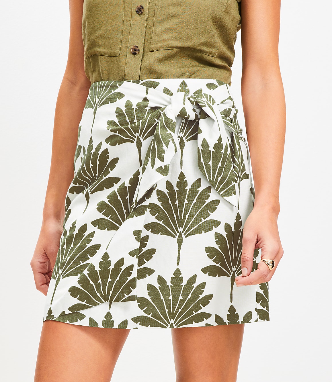 Palm Linen Blend Mini Wrap Skirt