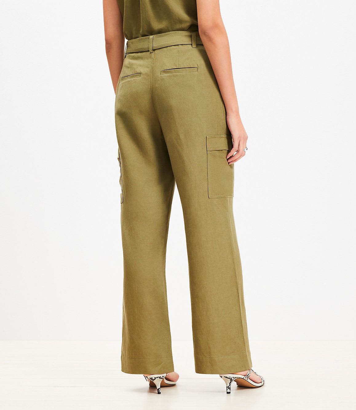 Tall Drapey Cargo Pants in Linen Blend