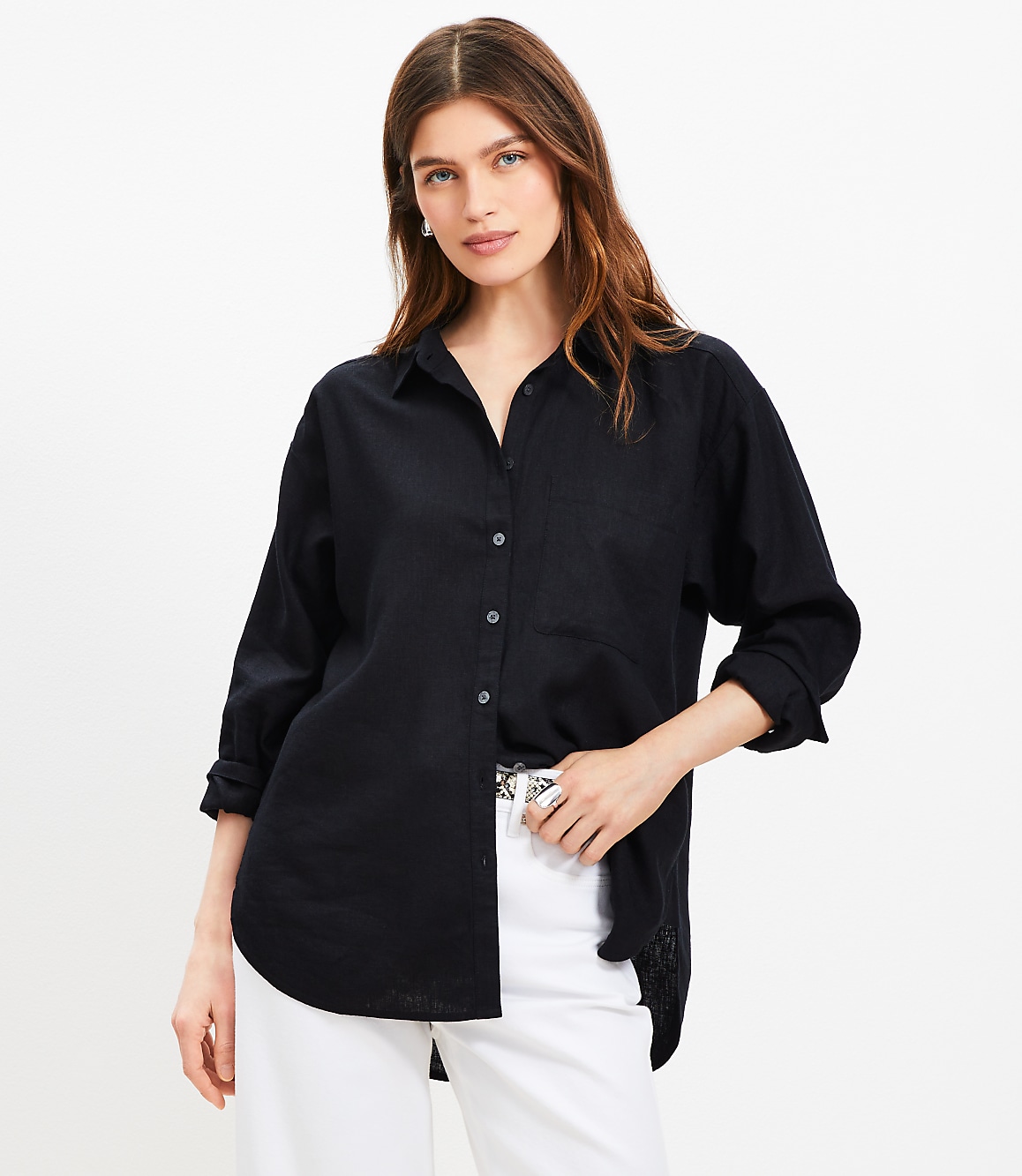 Linen Blend Everyday Oversized Pocket Shirt