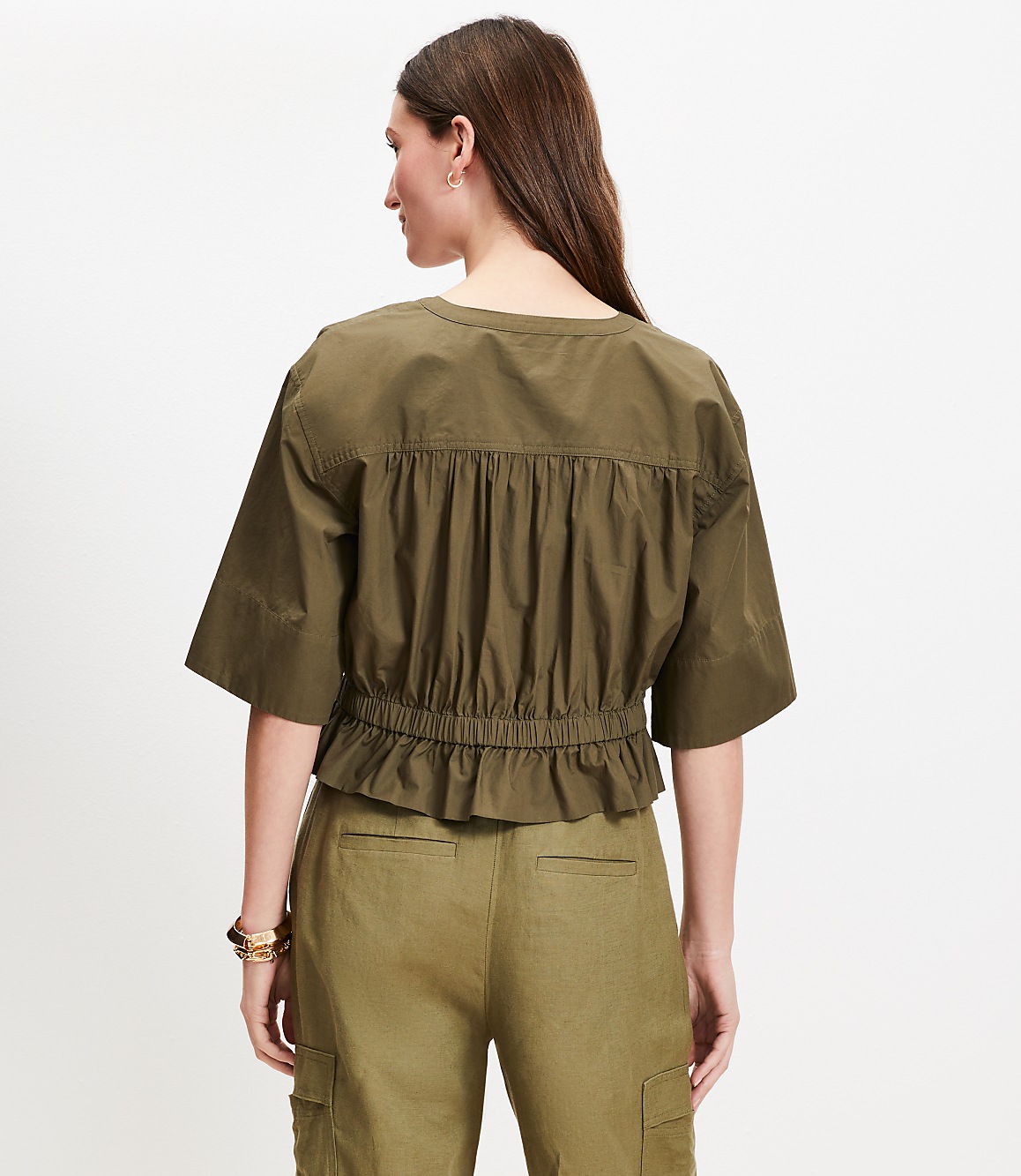 Poplin Safari Peplum Top