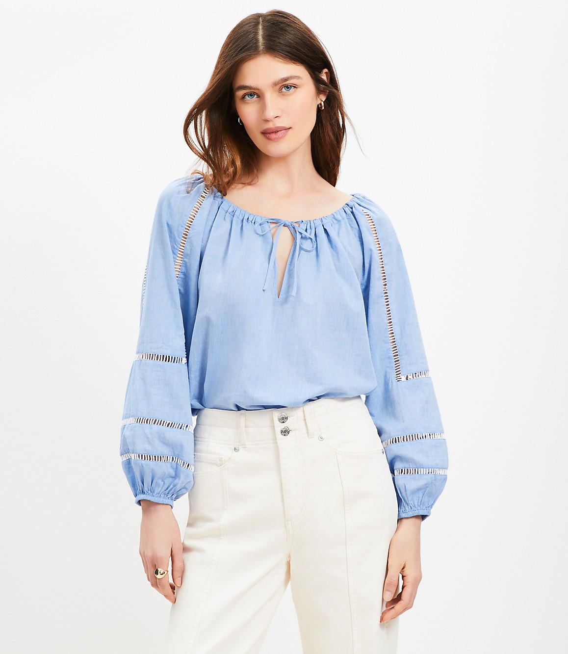 Cutout Tie Neck Blouse