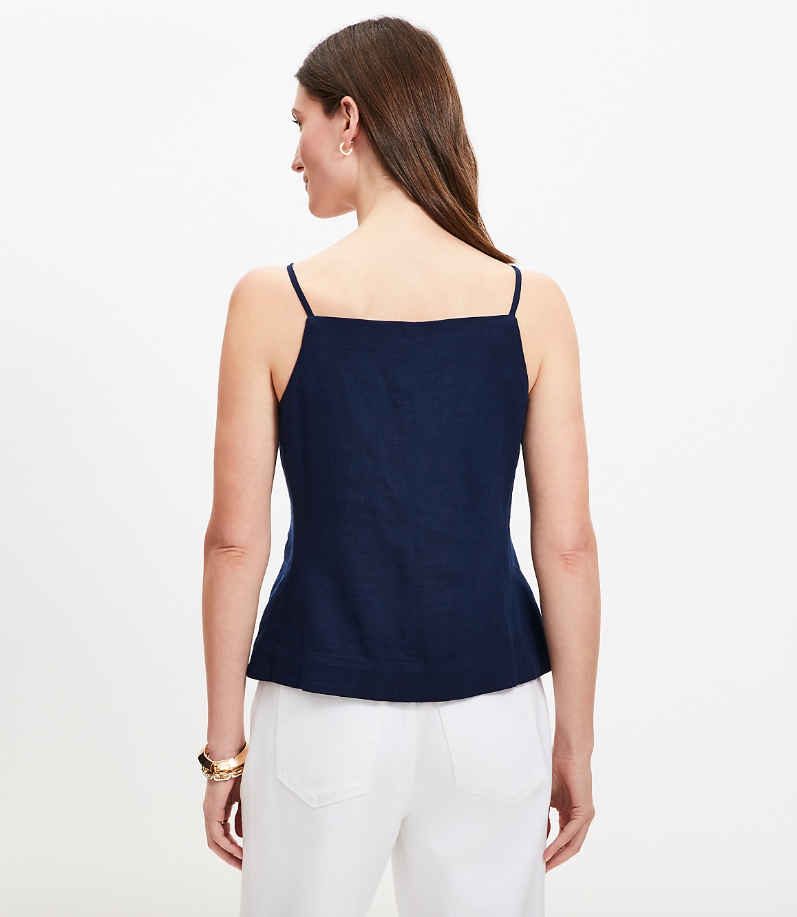 Petite Linen Blend Strappy Vest Top