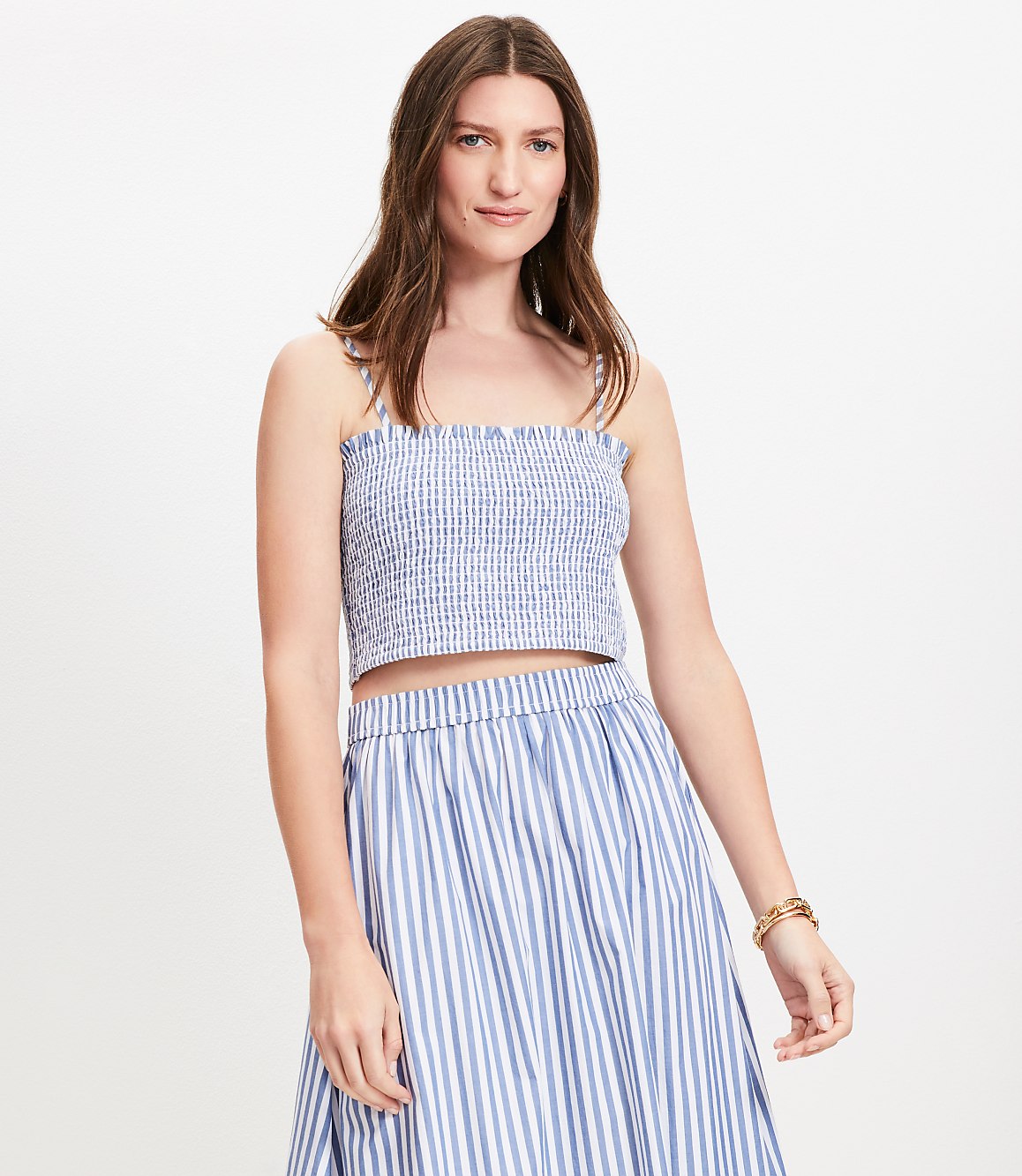 Striped Poplin Smocked Cami
