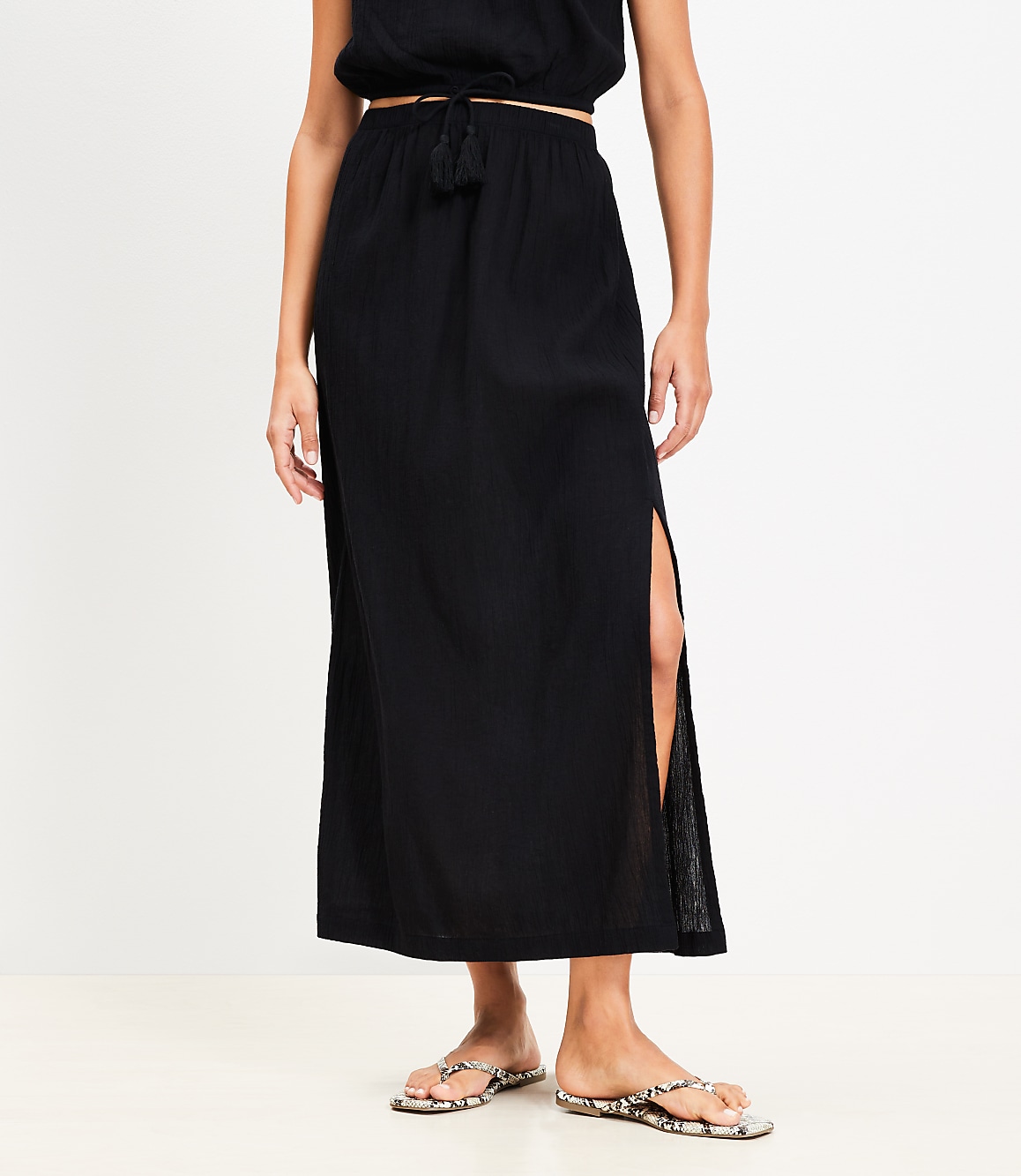 LOFT Beach Crinkle Midi Skirt