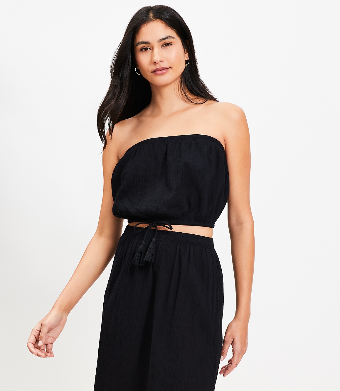 LOFT Beach Crinkle Strapless Bubble Hem Top