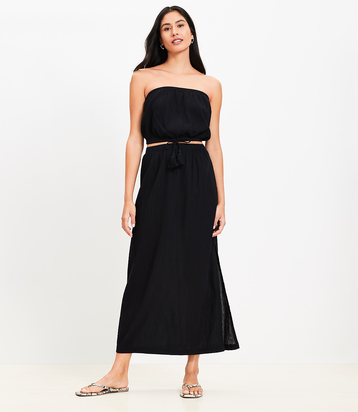 LOFT Beach Crinkle Midi Skirt