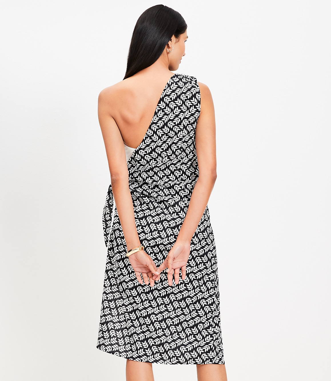 LOFT Beach Leafed One Shoulder Sarong Dress