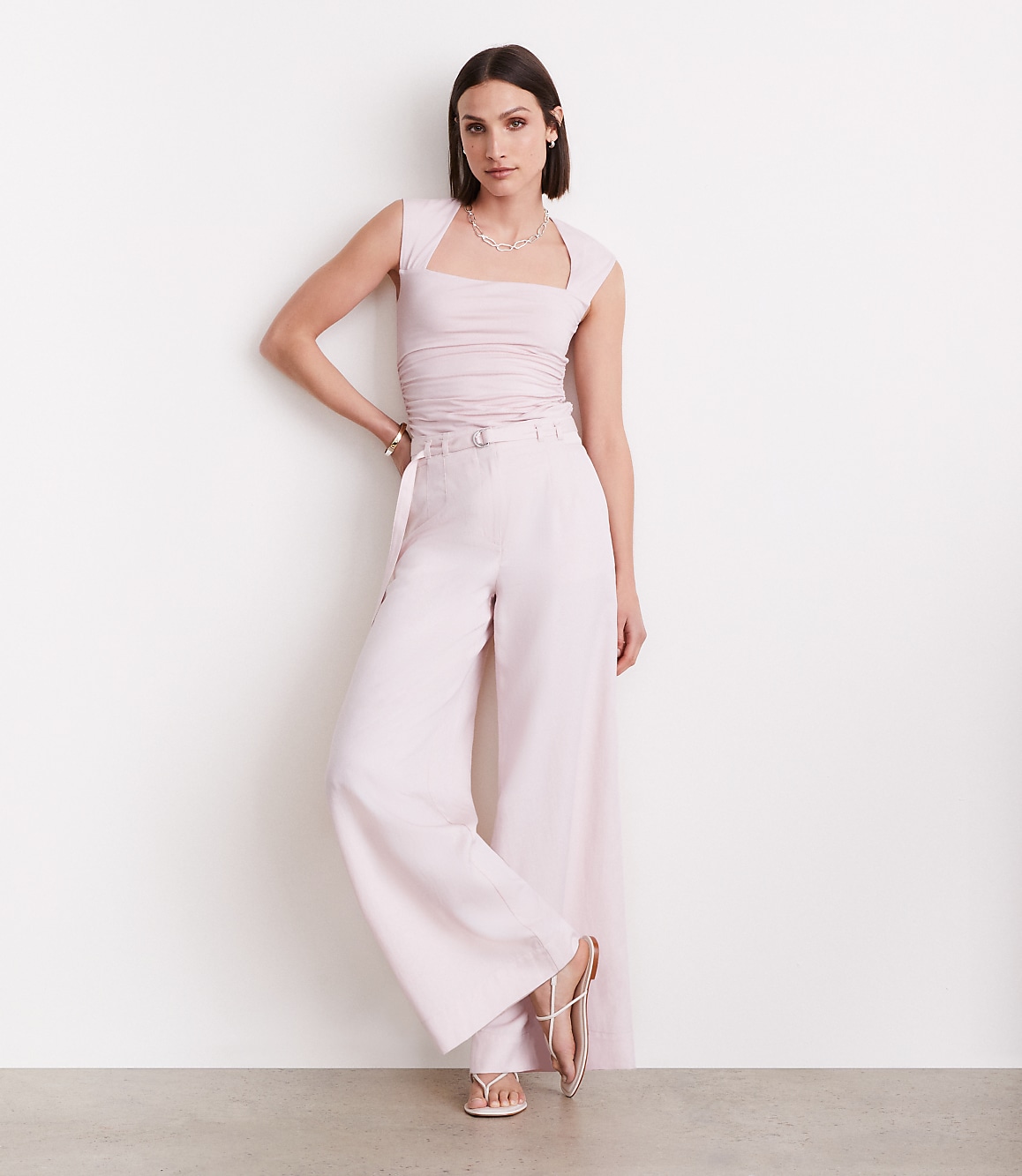 LOFT Versa 360 Knit Ruched Square Neck Bodysuit