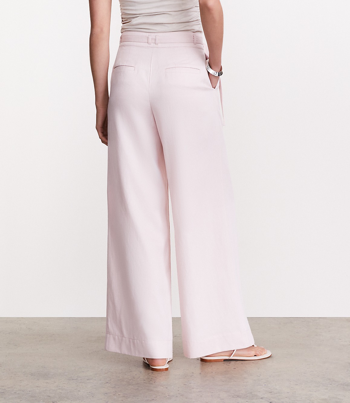 Petite LOFT Versa Pure Spun Belted Wide Leg Pants
