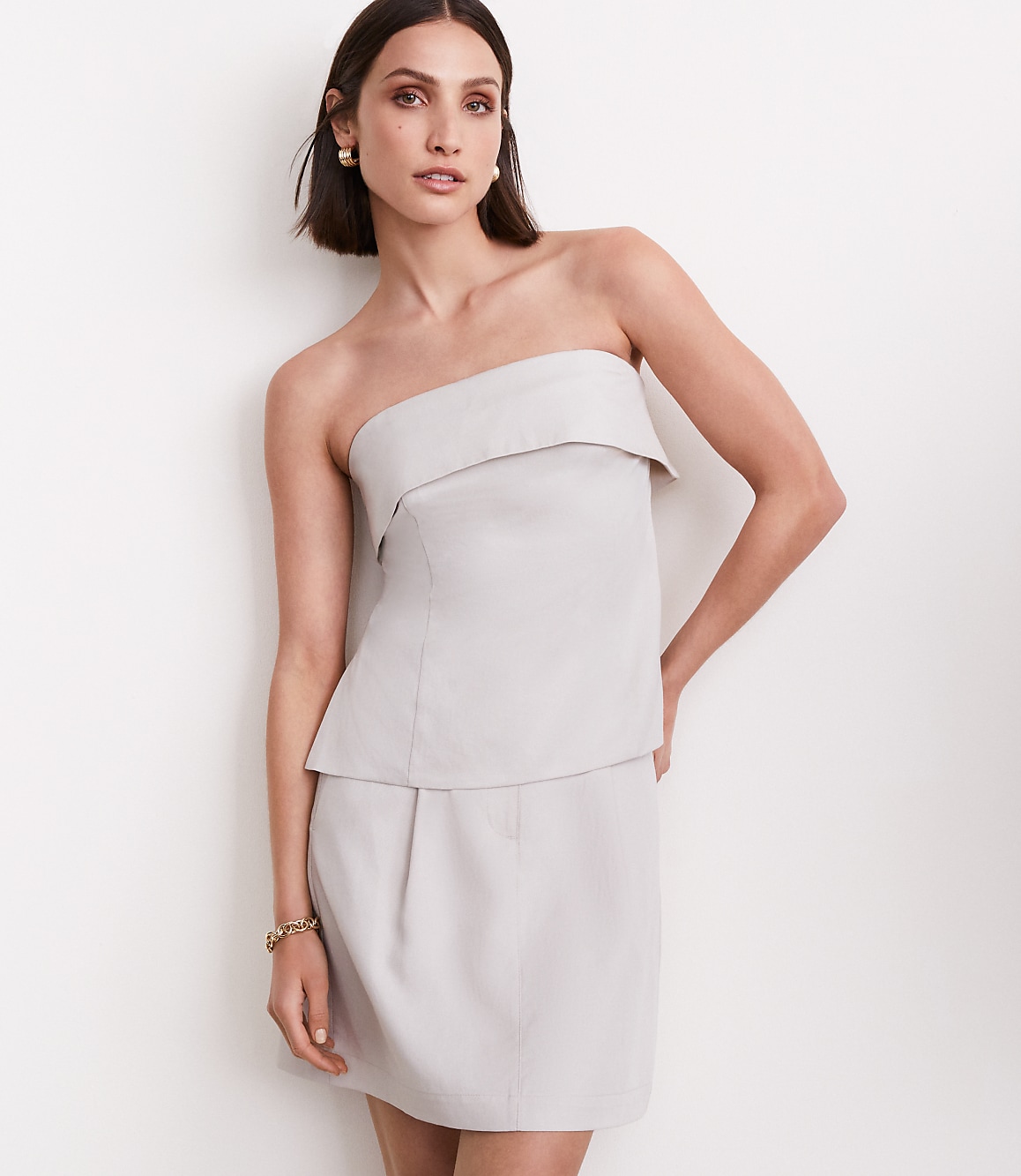 Petite LOFT Versa Pure Spun Foldover Strapless Top