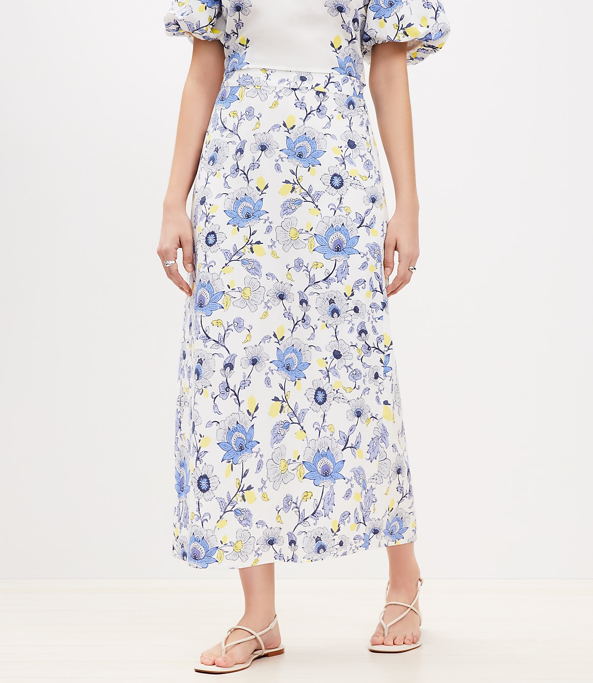 Garden Linen Blend Midi Skirt