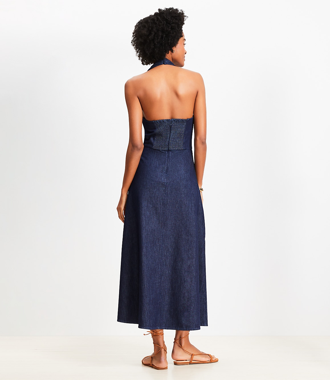 Petite Chambray Midi Halter Dress