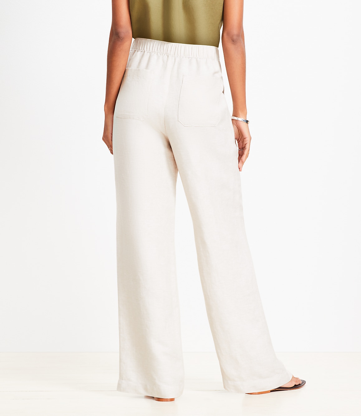 Petite Pull On Straight Pants in Linen Blend