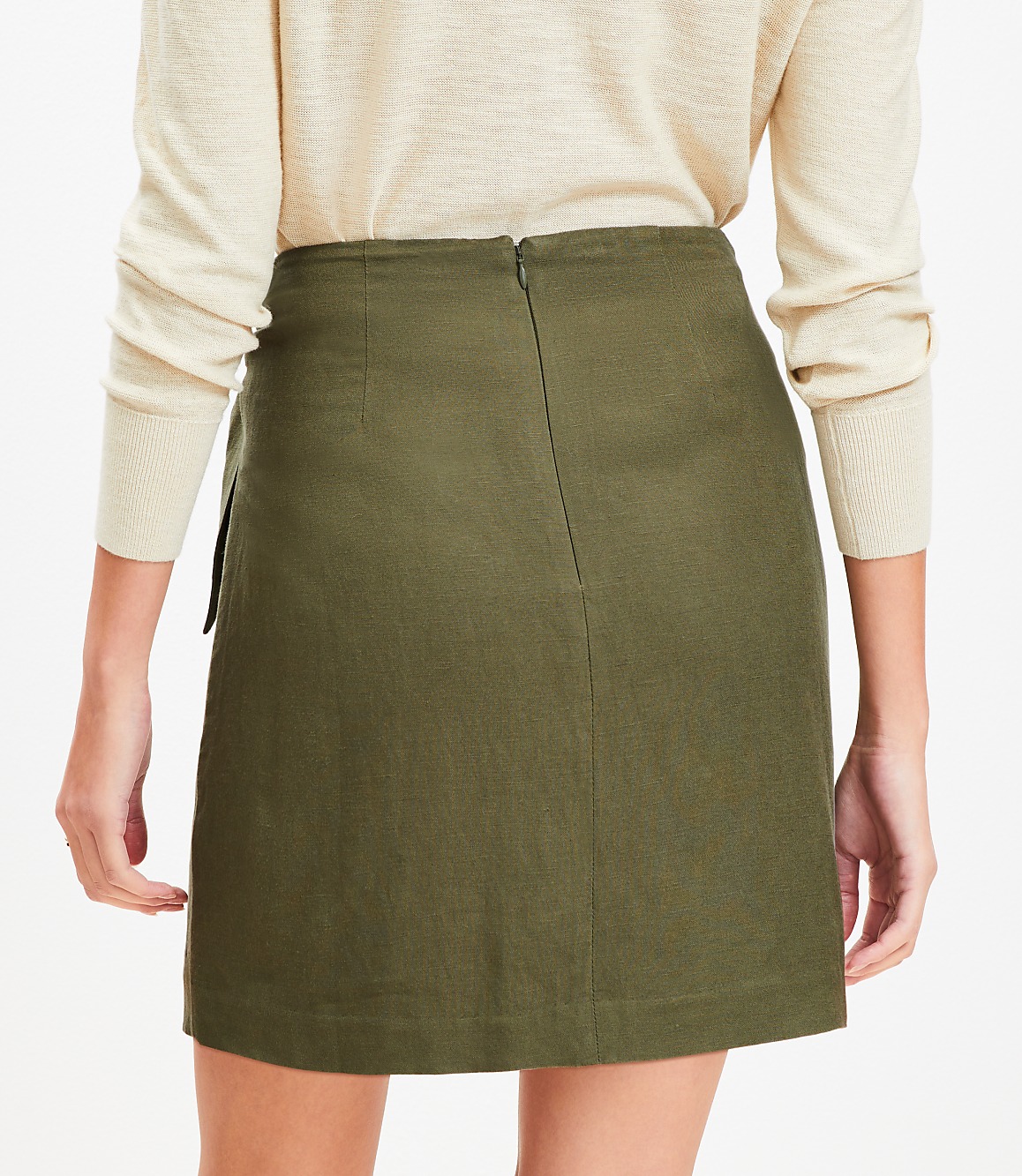 Linen Blend Mini Wrap Skirt