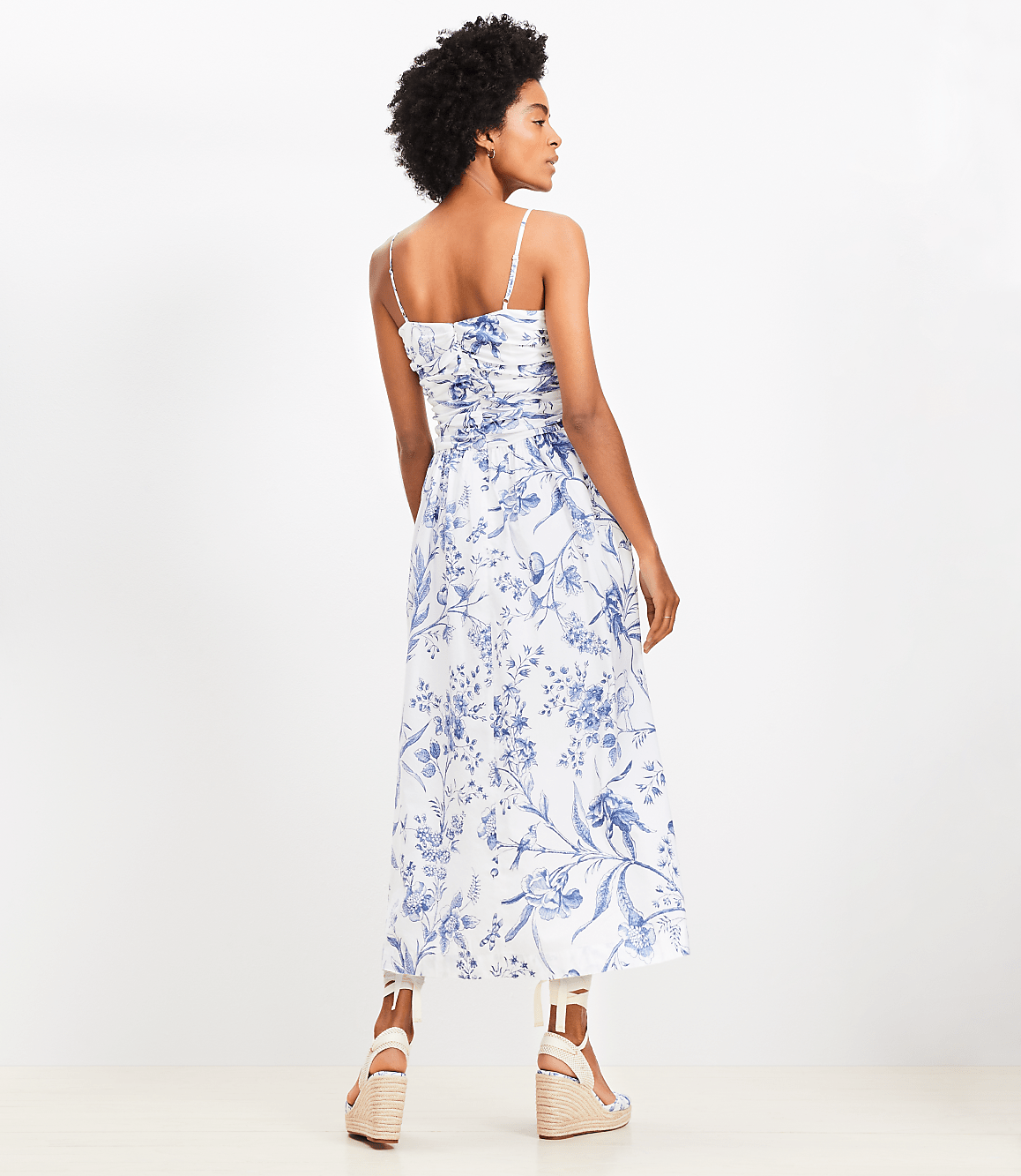 Bird Toile Strappy Midi Pocket Dress