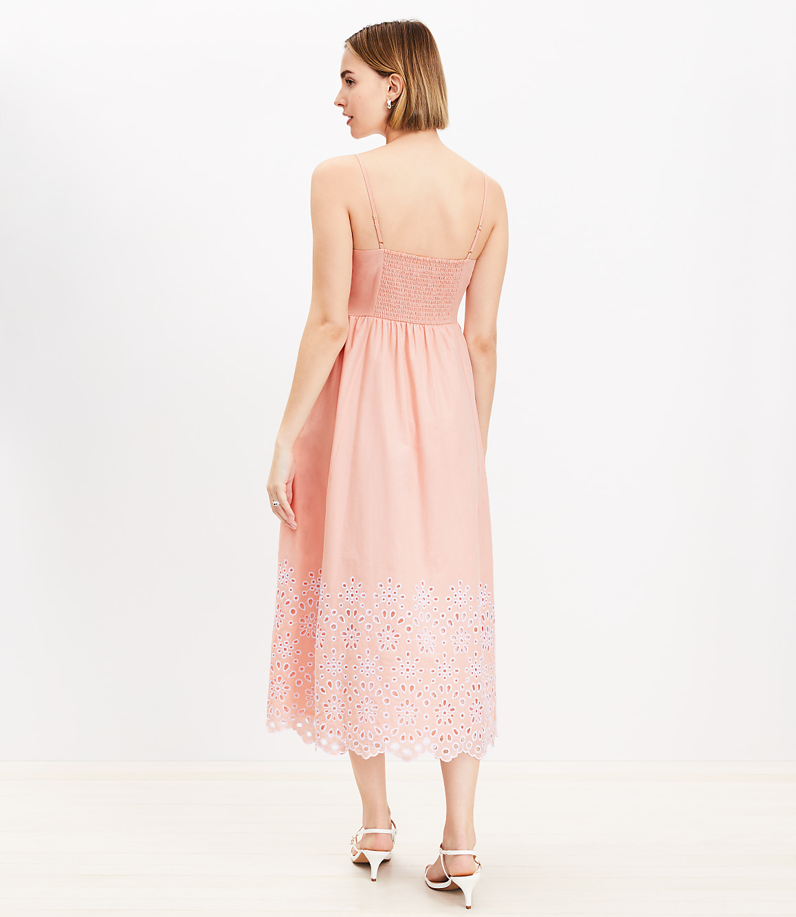 Petite Daisy Eyelet Sweetheart Strappy Midi Dress