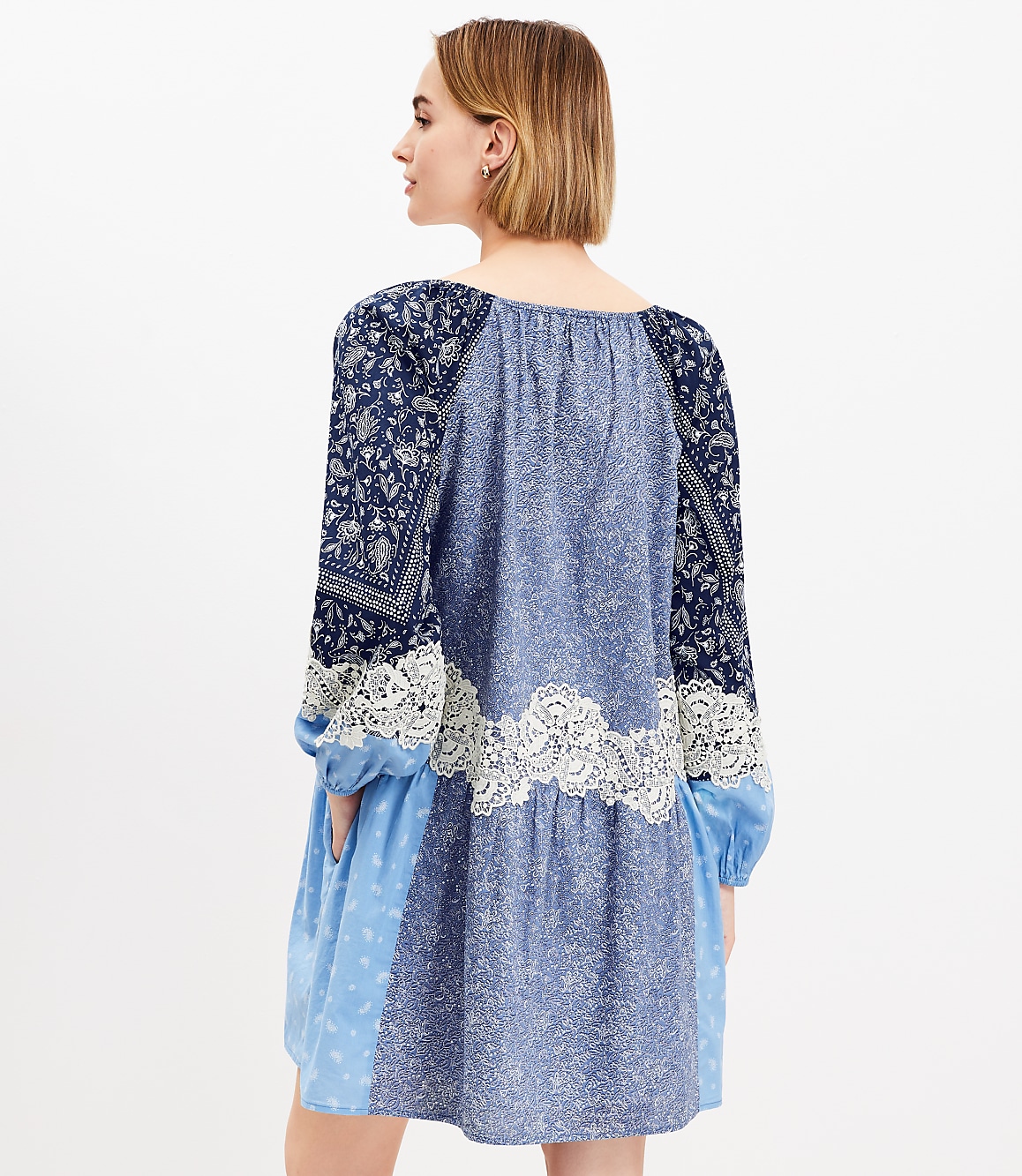 Tall Lace Paisley Tie Mini Pocket Dress