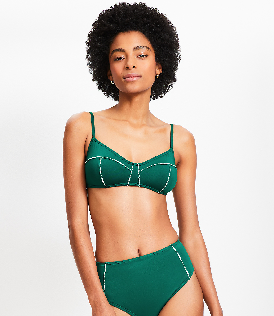 LOFT Beach Zig Zag Stitch Bikini Top