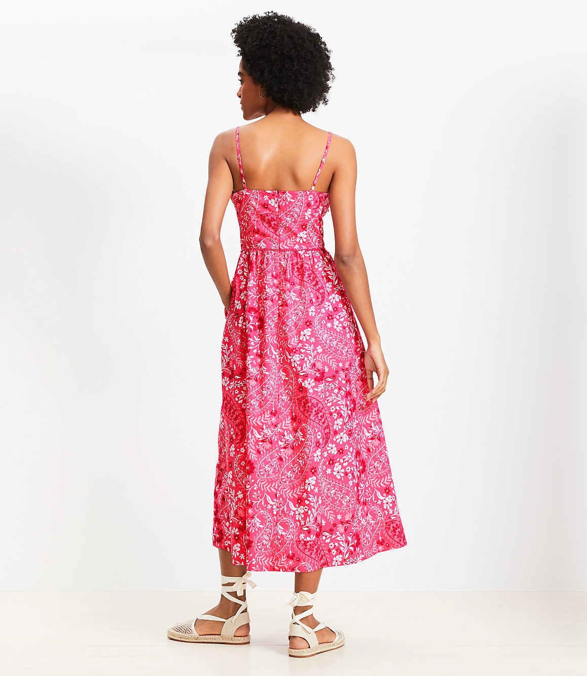 Paisley Tie Poplin Midi Pocket Dress