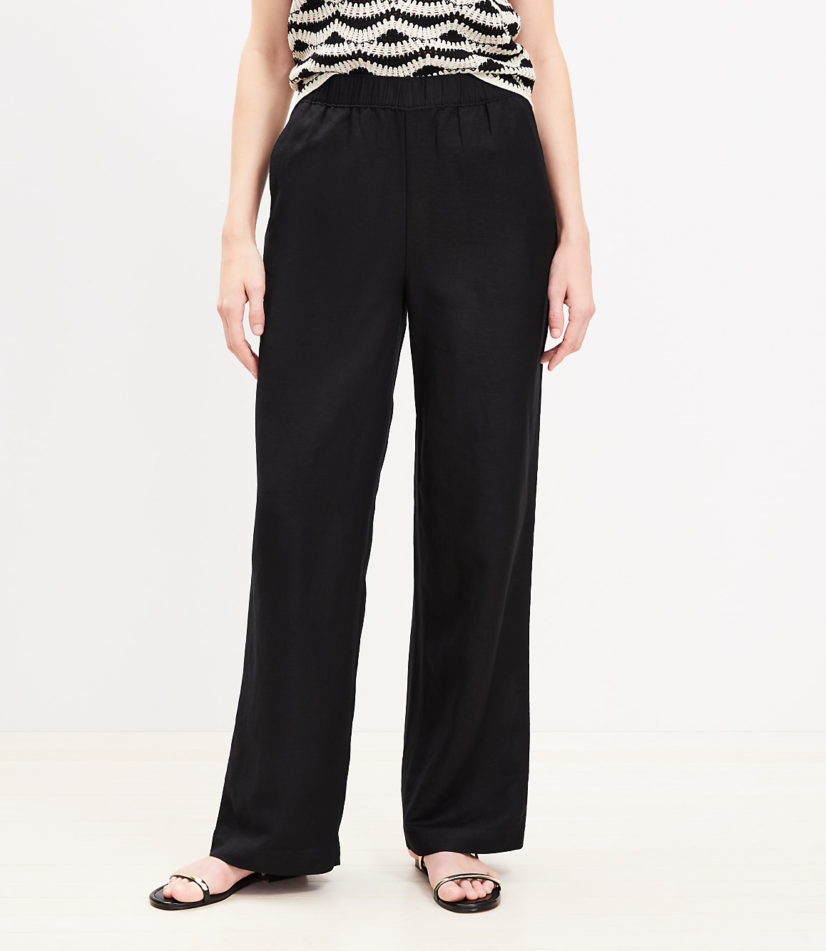 Pull On Straight Pants in Linen Blend