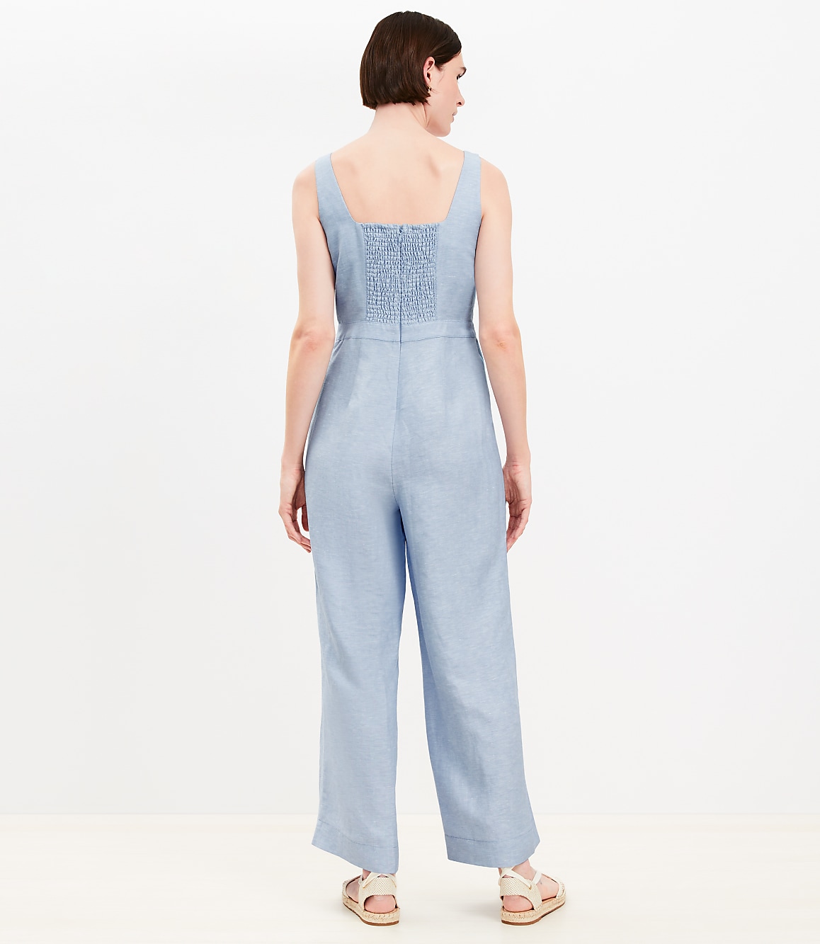 Linen Blend Square Neck Jumpsuit