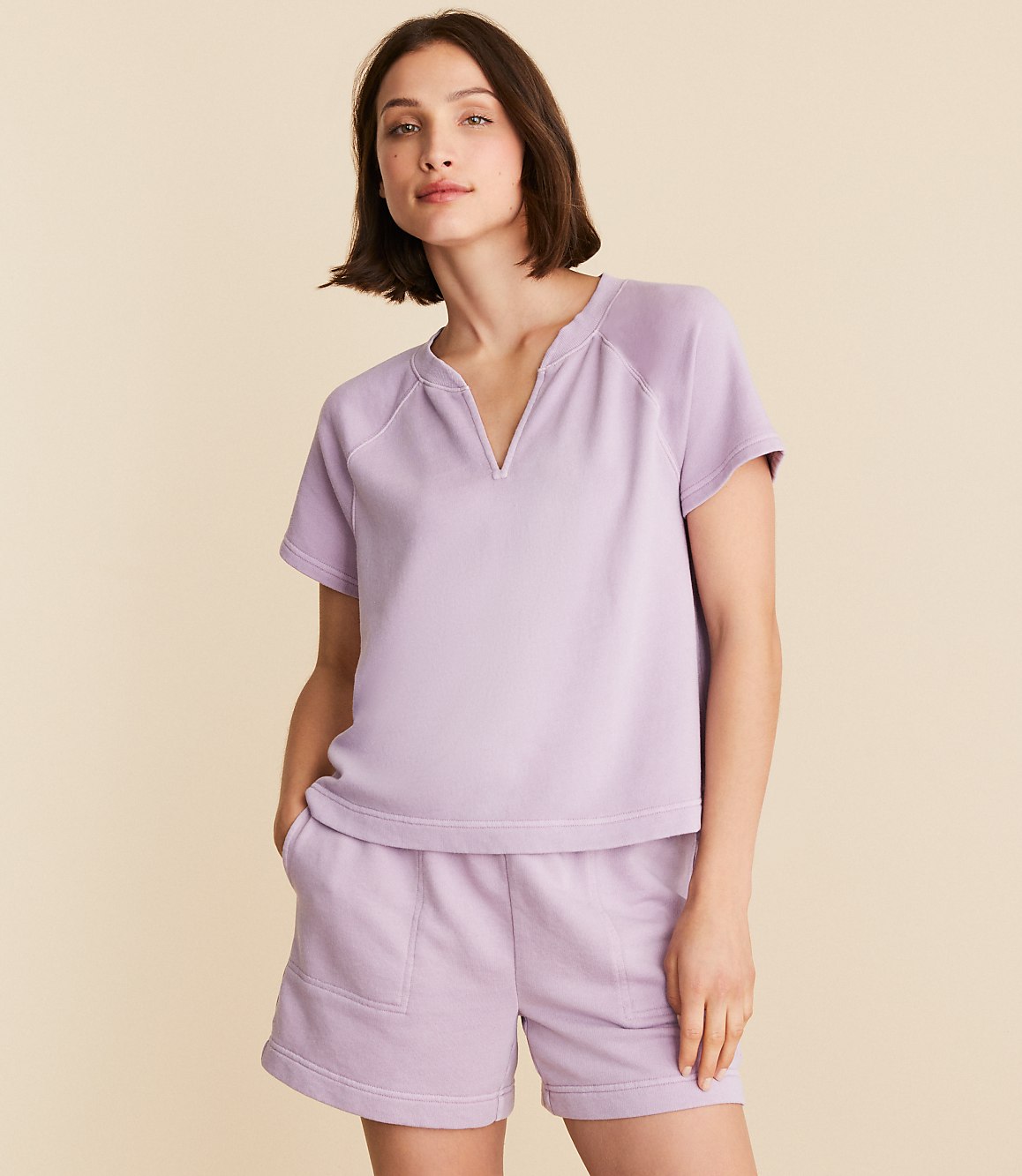 Lou & Grey Garment Dyed Terrysoft Split Neck Tee