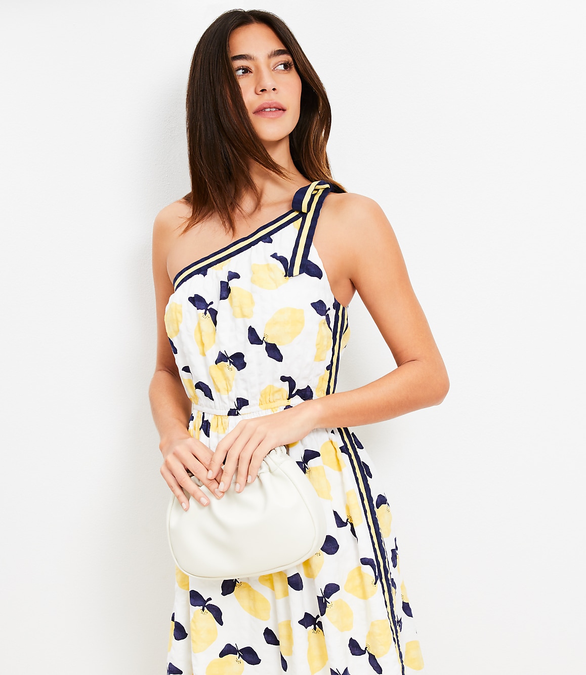 Lemon Tie One Shoulder Midi Dress